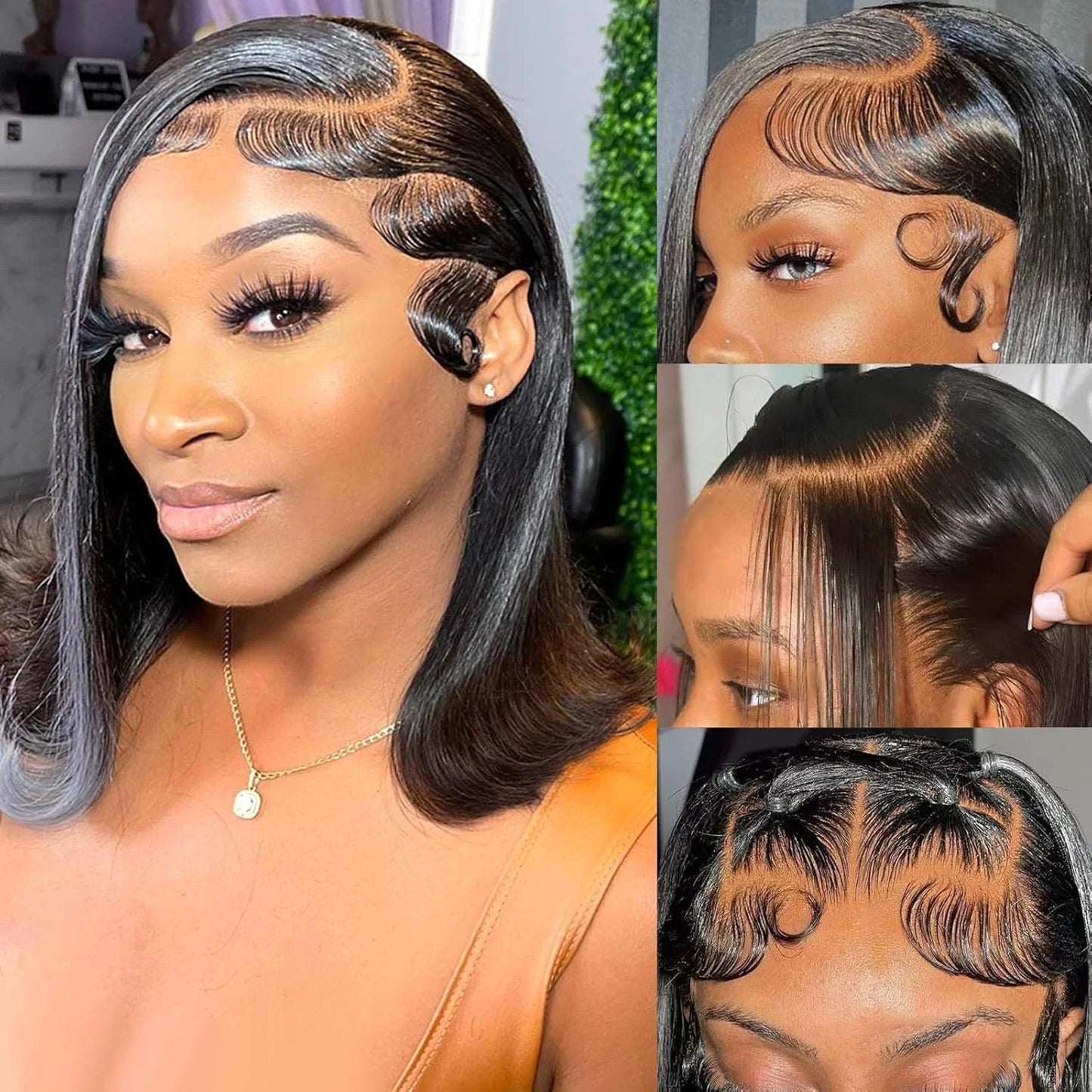 Bob Wig Human Hair 13X4 Lace Front Wig 180% Density Short Straight Frontal Bob Wig Transparent Lace Pre Plucked With Baby Hair