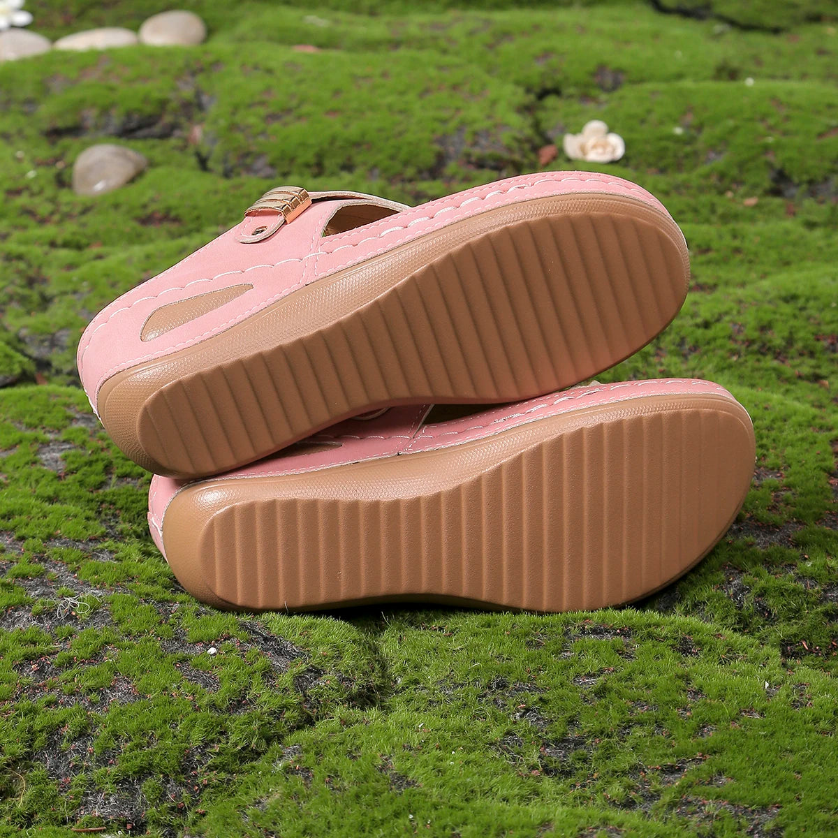 Women Wedge Platform Slippers 2025 Summer New Clip Toe Orthopedic Arch Support Sandals Pu Leather Non-Slip Soft Shoes Flip Flops