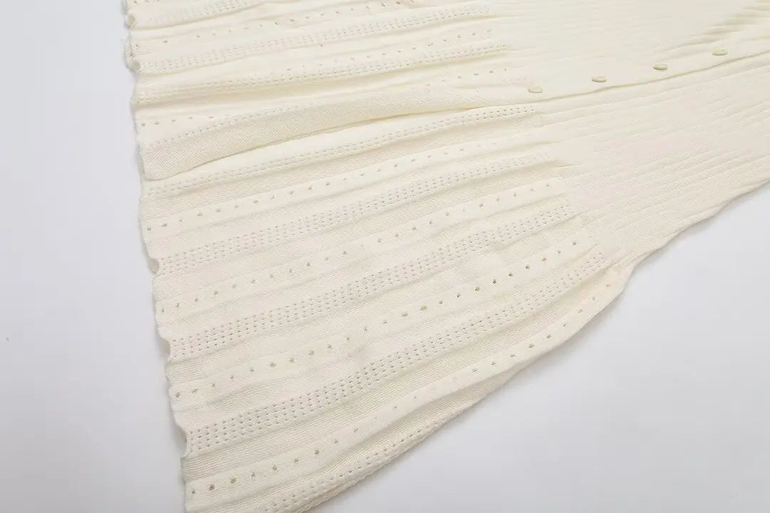 Elegant Knitted Patchwork Midi Dress Women's Short Sleeve High Waist Casual Single-Breasted Curvy Dresses Summer Black Apricot