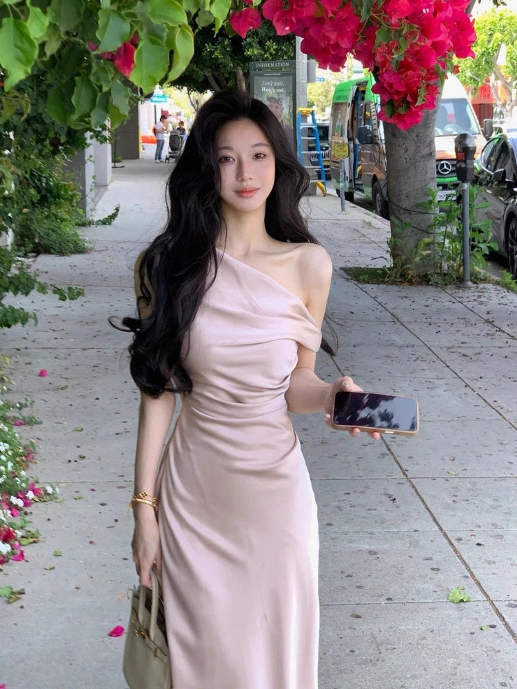 2000s Vintage Y2k Dress Women Bodycon Sexy Y2k Evening Party Dress Sweet Slim Elegant Office Lady One Piece Dress Korean Chic