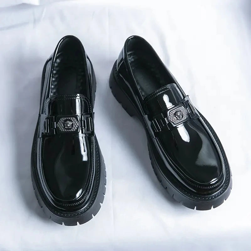 Dress Shoes Men Black PU Thick Sole Wear-resistant Casual Business Loafers European Social Shoes Size 38-45 Men Shoes