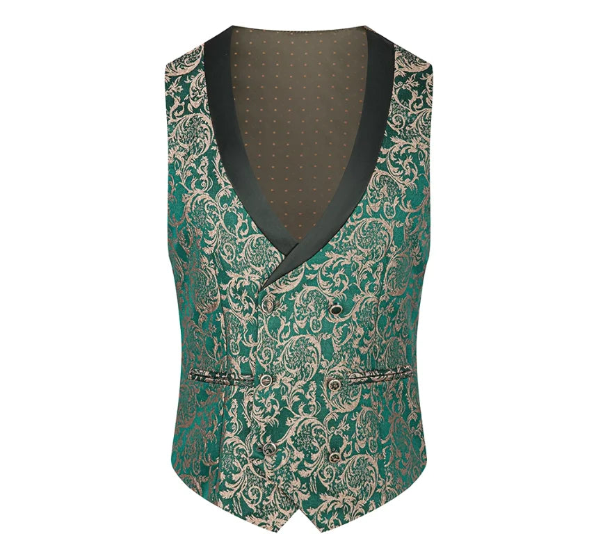 Men High Quality Wedding Jacquard Suits Fashion Male Business Social Dance Party Dress Blazers and Pant with Vest