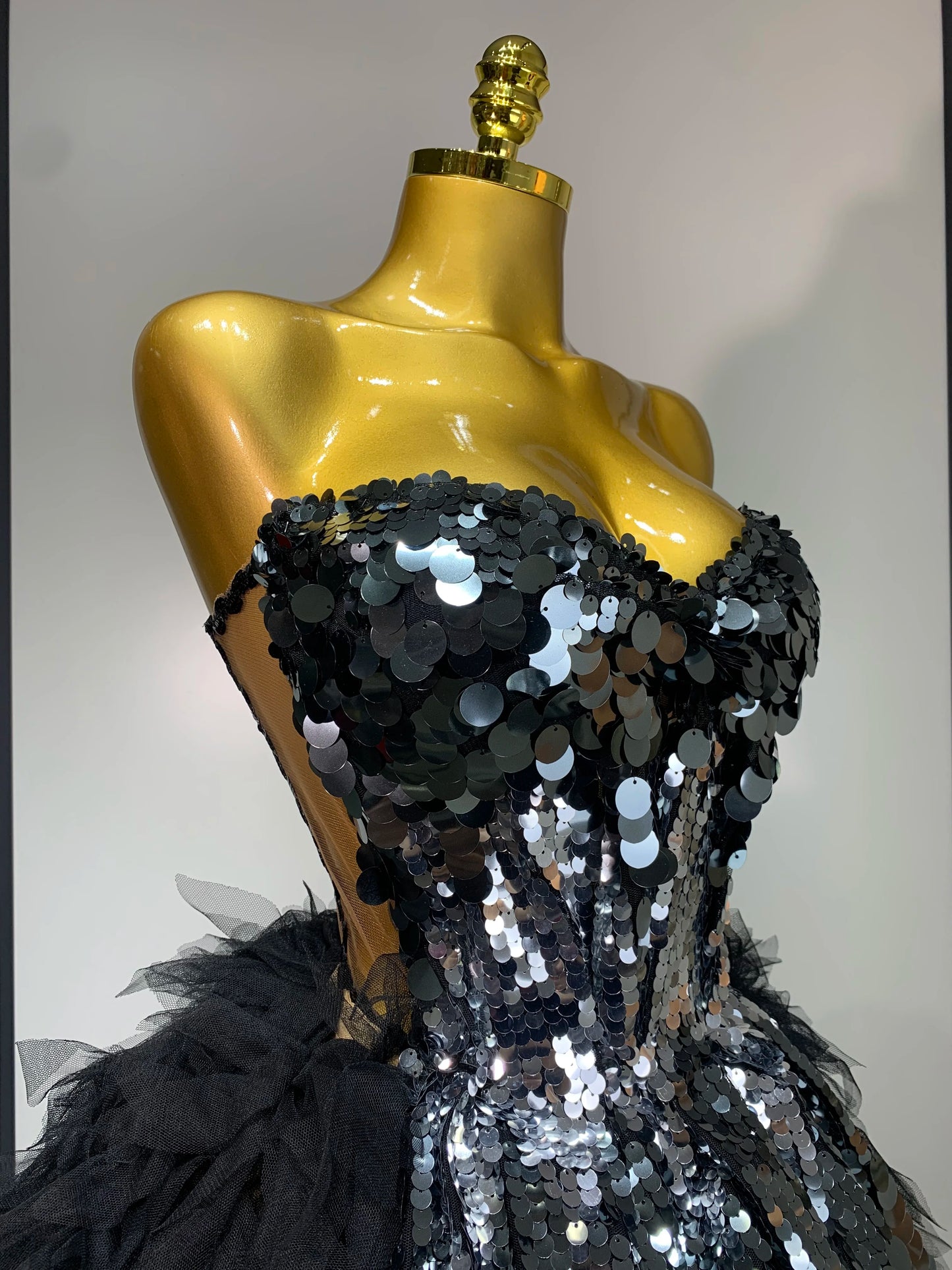 Sparkly Black Sequins Two Pieces Set for Women Party Evening Prom Celebrate Birthday Photo Shoot Dress Nightclub Dance Costume