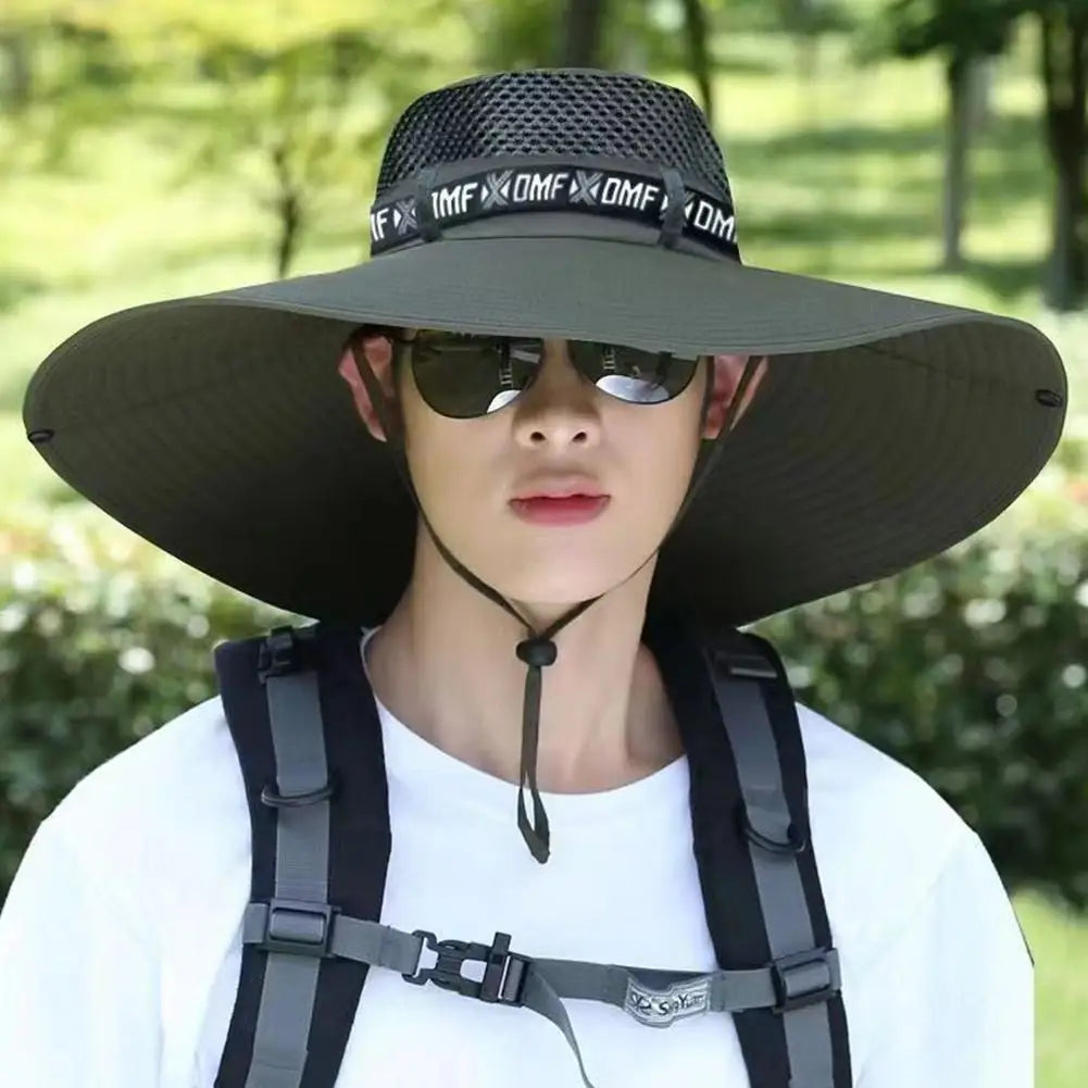 Summer Large Sun Hat Men Women Breathable Fishing Caps Sun UV Protection Mesh Fisherman Hat Hiking Outdoor Beach Cap