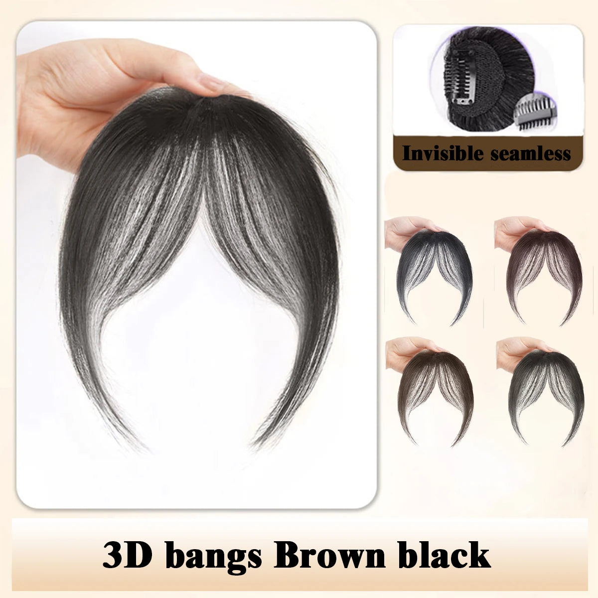 Synthetic Invisible Closure Bang Middle Part Fake Bangs Fringe Topper Hairpiece Clip-In Bang Extension Hairpiece Women