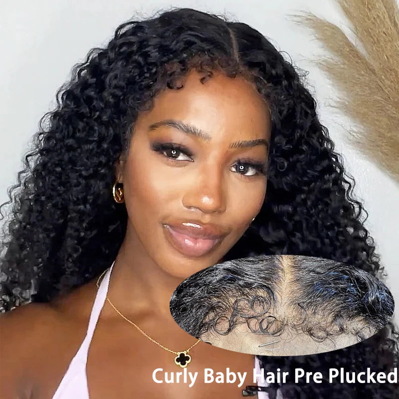 13x6 Hd 250 Density Afro Kinky Curly Wig 100% Human Hair 13x4 4c Edges Frontal Deep Wave Curly Lace Front Wigs For Women on sale