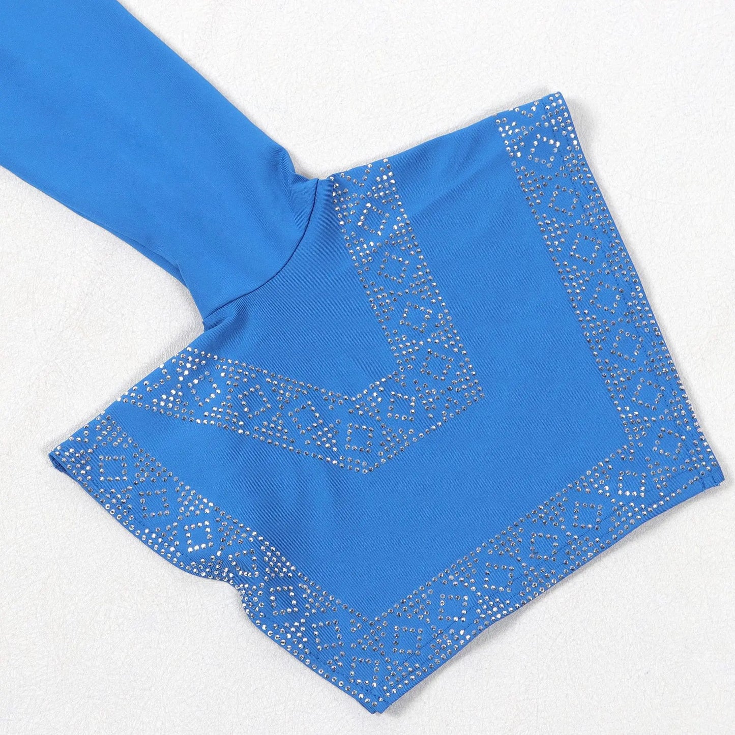 CM.YAYA Women O-neck Elegant Long Flare Sleeve Rhinestones Midi Dress 2025 OL Pencil Streetwear Africa Club Dresses Vestidos