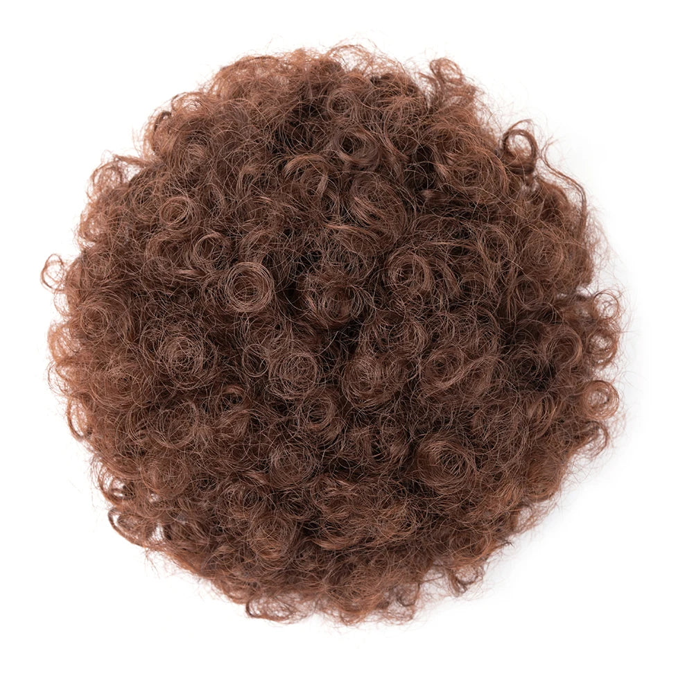 Afro Puff Drawstring Ponytail Extension for Black Women, Black Short Synthetic Afro Puff Ponytail for Natural Hair, Clip On Kink