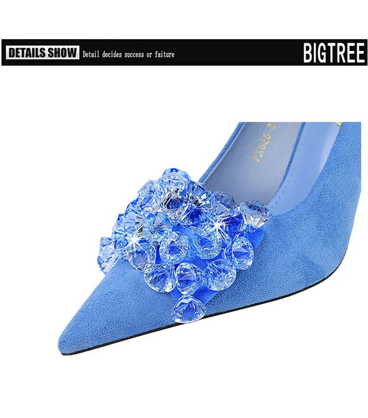 BIGTREE Shoes 2025 Rhinestone Women Pumps Bowknot High Heels Luxury Gemstone Banquet Shoes Stilettos Heels 9 Cm Ladies Shoes