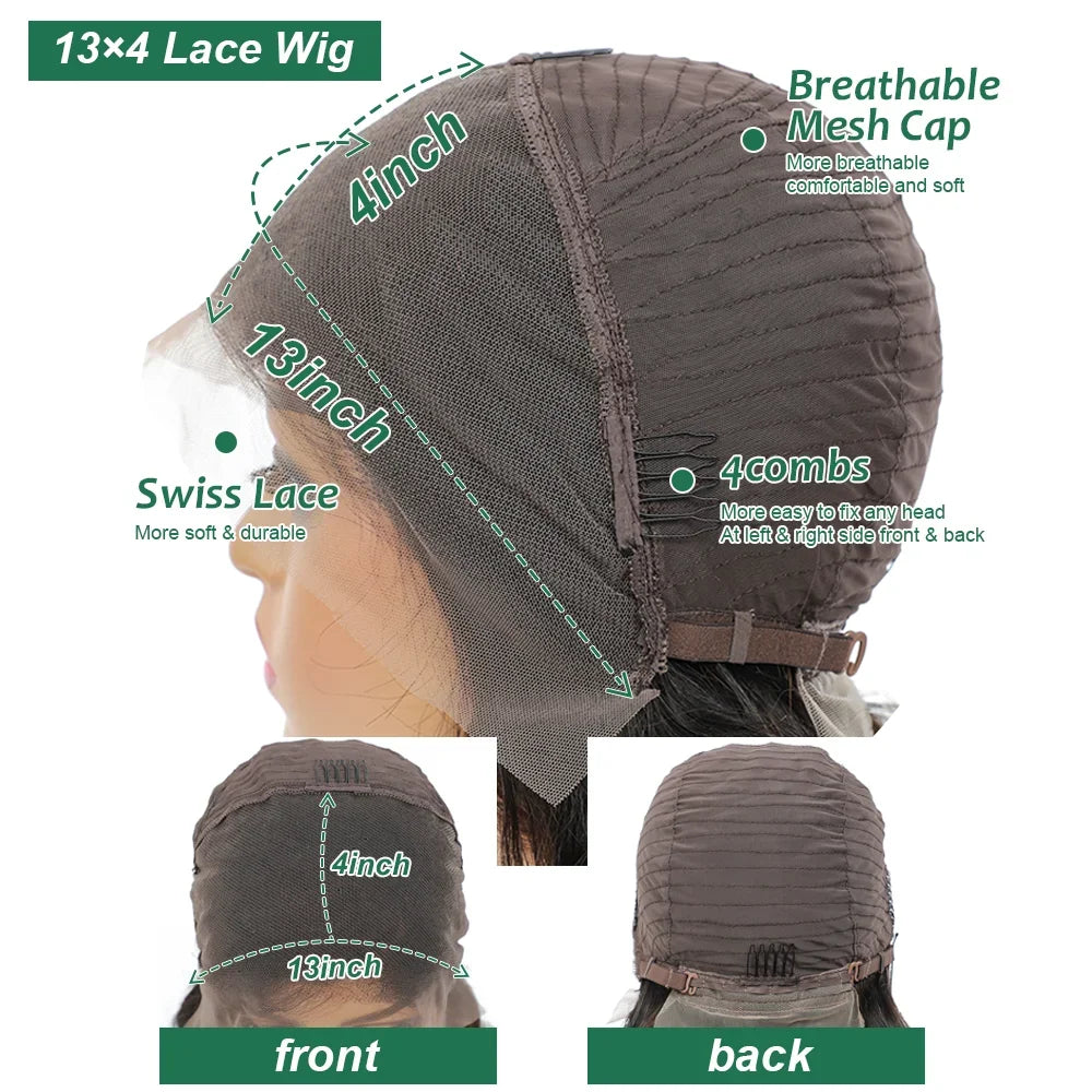 Bob Wig Human Hair 13X4 Lace Front Wig 180% Density Short Straight Frontal Bob Wig Transparent Lace Pre Plucked With Baby Hair