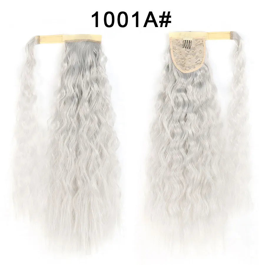 Tereshar Synthetic Corn Wave Ponytail Extension Clip in Long Wavy Curly Wrap Around Pony Tail Heat Resistant Hairpiece for Women