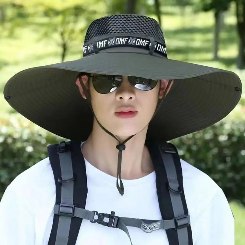 Summer Large Sun Hat Men Women Breathable Fishing Caps Sun UV Protection Mesh Fisherman Hat Hiking Outdoor Beach Cap