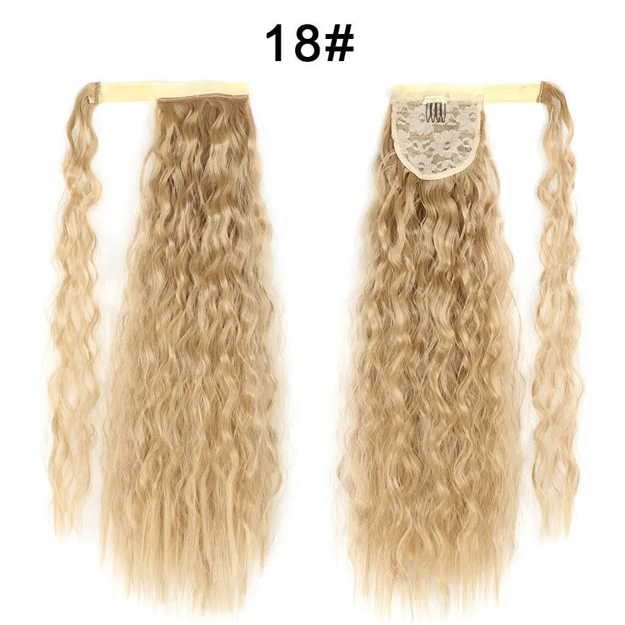 Tereshar Synthetic Corn Wave Ponytail Extension Clip in Long Wavy Curly Wrap Around Pony Tail Heat Resistant Hairpiece for Women
