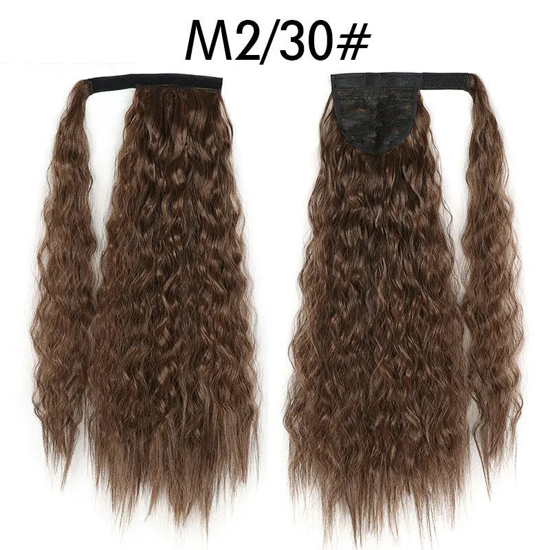 Tereshar Synthetic Corn Wave Ponytail Extension Clip in Long Wavy Curly Wrap Around Pony Tail Heat Resistant Hairpiece for Women