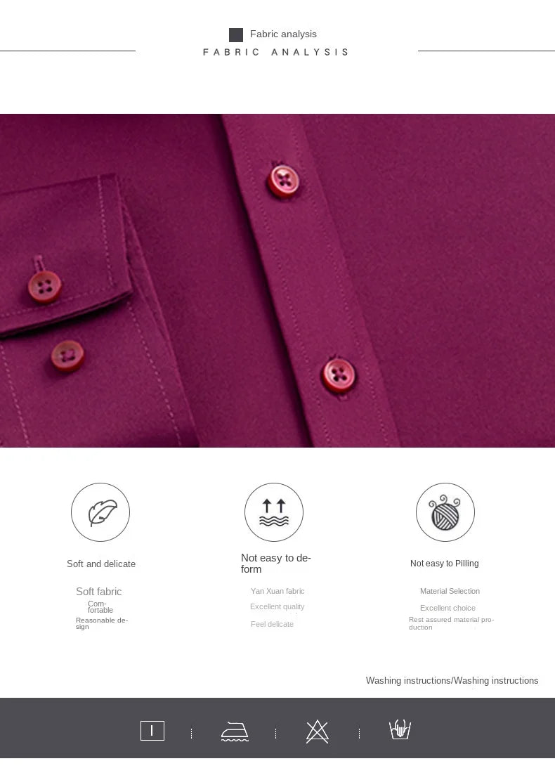 Men's long sleeved elastic shirt, non ironing business dress, professional work attire, stand up collar shirt  men shirts