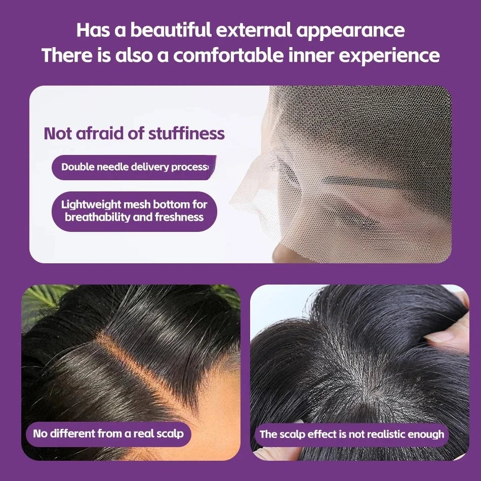 30 inch 7x6 100% glueless wigs human hair Brazilian Body Wave 13x6 hd transparent closure lace front wig human hair 250Density