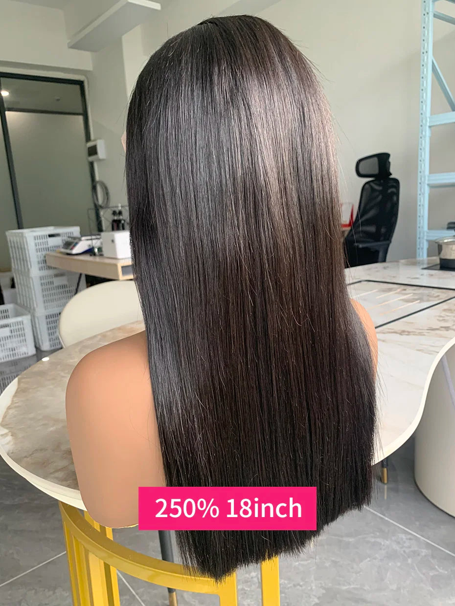 Raw Hair Vietnamese 250 Density 100 Human Hair Lace Frontal Wigs Straight Natural Black 13x6 Bob Wig Lace Front Human Hair Wigs