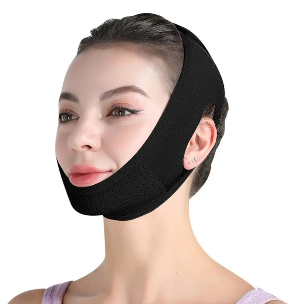 Women Face Lift Chin Strap with Adjustable Fastener Tape Breathable Double Chin Reducer Beauty Face Sculpting Bandage