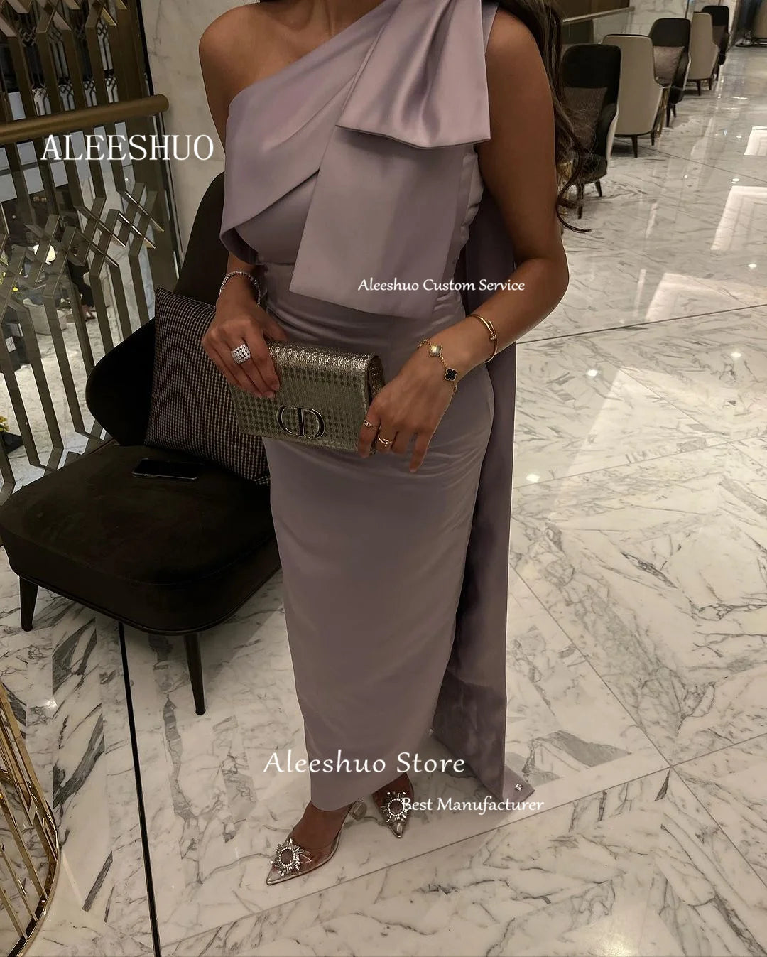 Saudi Arabia Mermaid Evening Dresses with Slit One Shoulder Tight Long Formal Party Dress Prom Gown Customizedفساتين السهرة