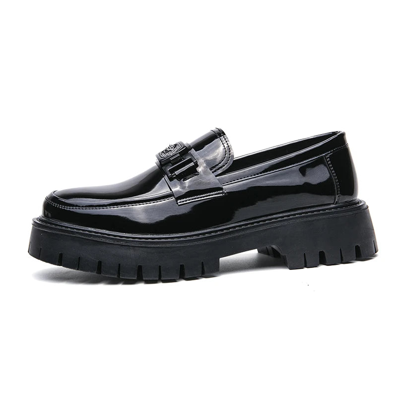 Dress Shoes Men Black PU Thick Sole Wear-resistant Casual Business Loafers European Social Shoes Size 38-45 Men Shoes