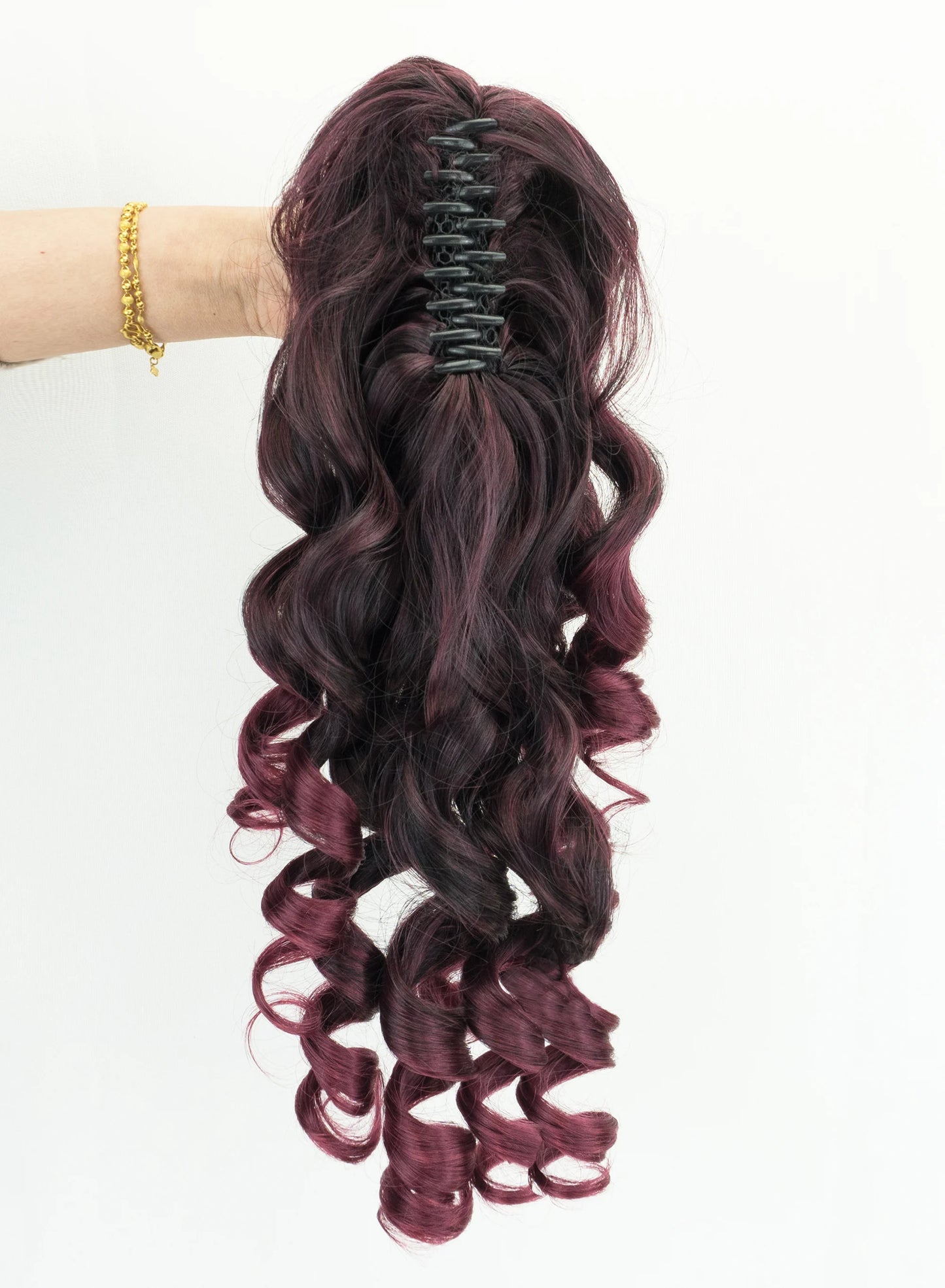 Soowee 60cm Long Black Blonde Curly Clip In Hair Extensions Pieces Pony Tail Synthetic Hair Claw Ponytail