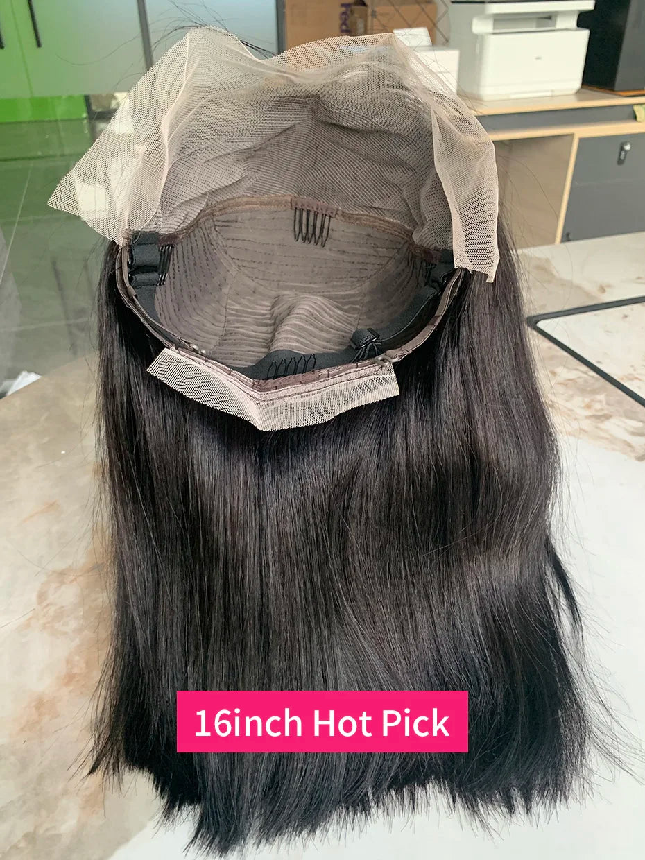 Raw Hair Vietnamese 250 Density 100 Human Hair Lace Frontal Wigs Straight Natural Black 13x6 Bob Wig Lace Front Human Hair Wigs