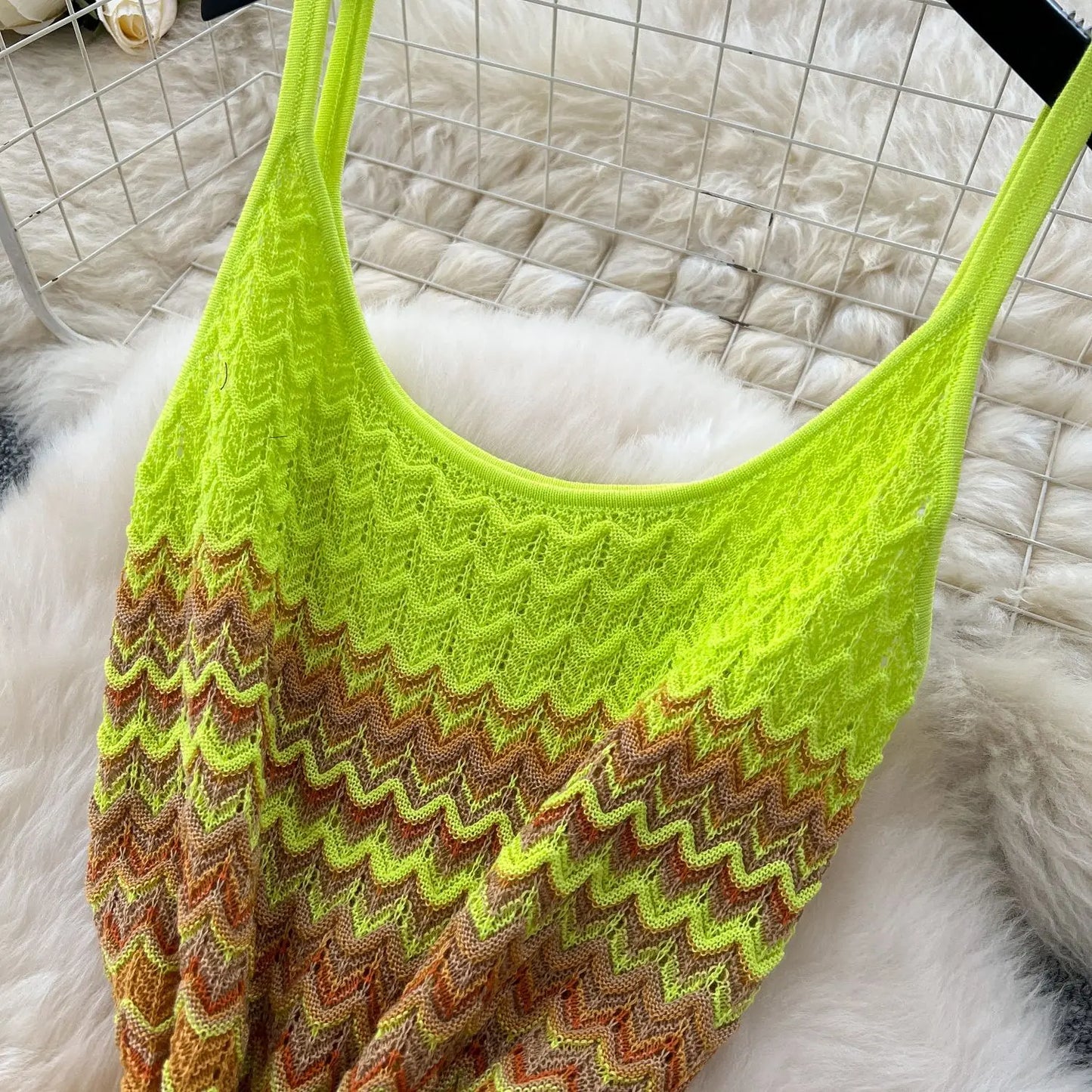 FAGADOER Summer Fashion Knitting Bodycon Maxi Dress Women Rainbow Color Spaghetti Strap Long Dress Female Streetwear Vestidos