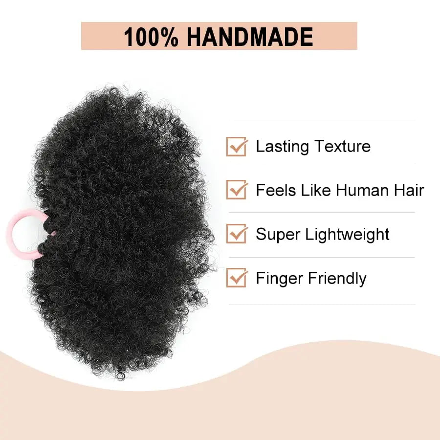 Kids Puff Ponytail Extensions 2Pcs Synthetic Small Afro Kinky Curly Hair Bun For Little Girls Comfortable Lightweight Hairpieces