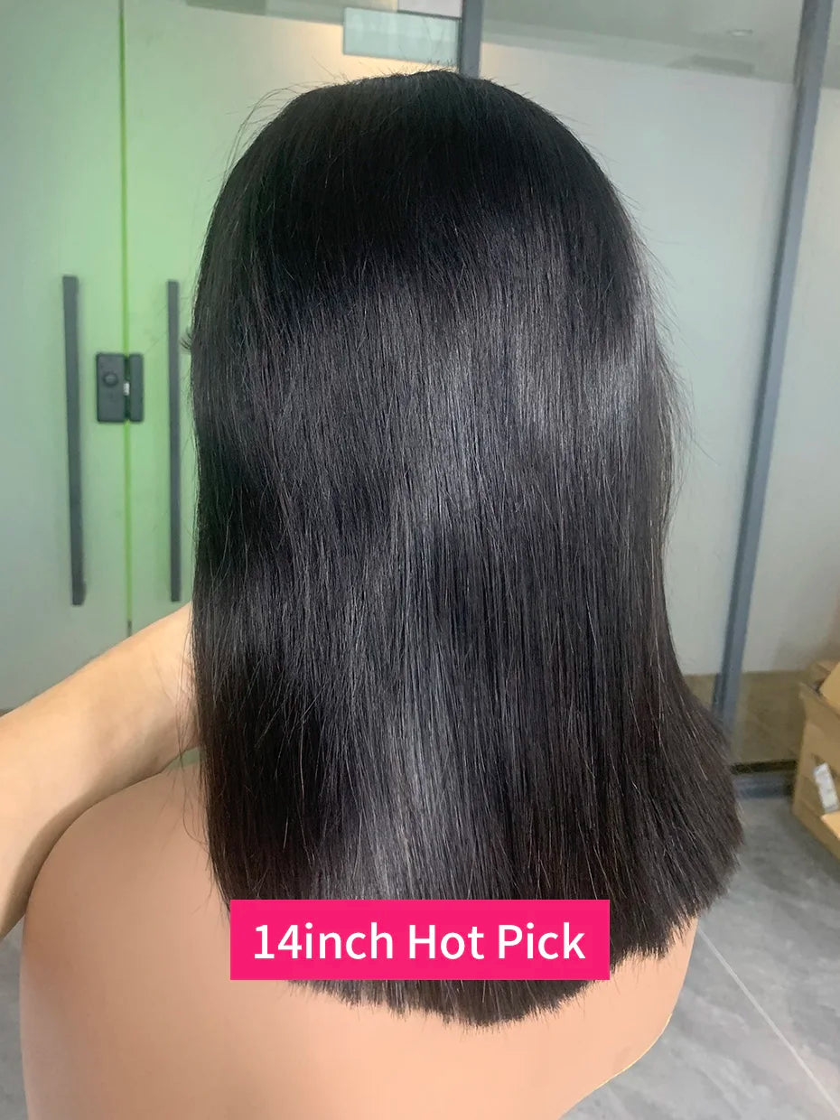 Raw Hair Vietnamese 250 Density 100 Human Hair Lace Frontal Wigs Straight Natural Black 13x6 Bob Wig Lace Front Human Hair Wigs