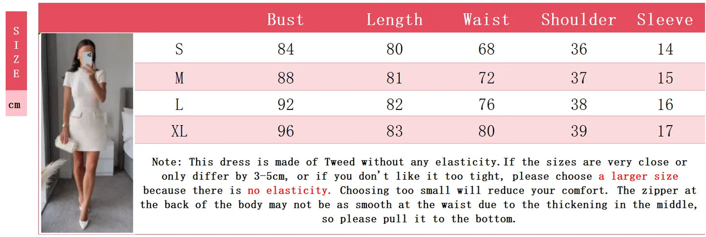 White Shoulder Pad Short Sleeve Party Dress Women's Elegant Tweed A-line O-neck Patchwork Luxury Black Evening Dresses Birthday