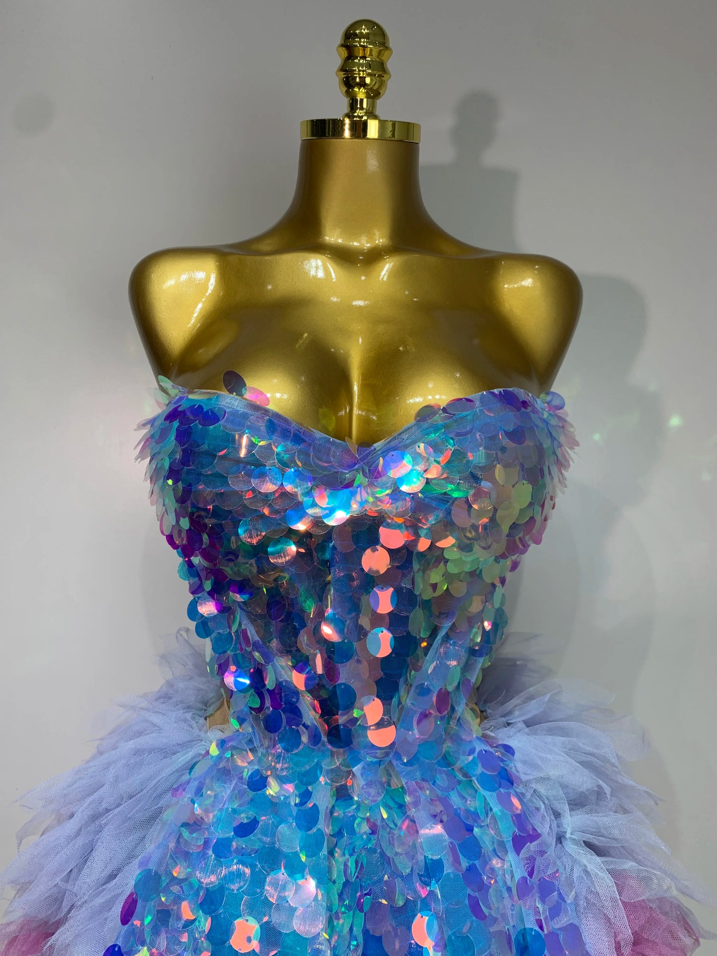 Sparkly Black Sequins Two Pieces Set for Women Party Evening Prom Celebrate Birthday Photo Shoot Dress Nightclub Dance Costume