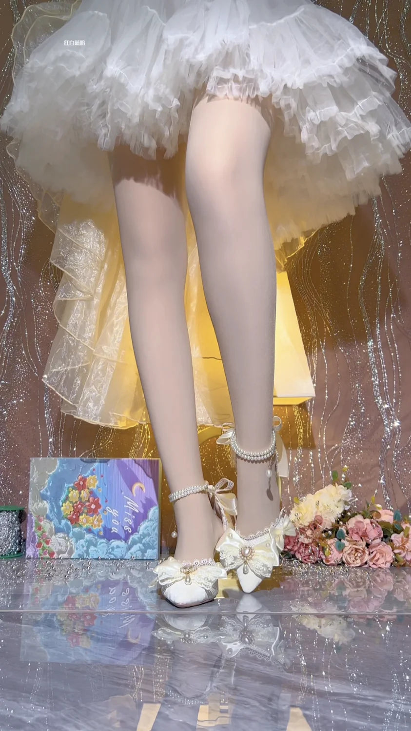 White Bridal Shoe Wedding Shoes for Women Luxury Designer Mary Jane Elegant Woman Heeled Shoes Designer Heels Y2k Style Shoes