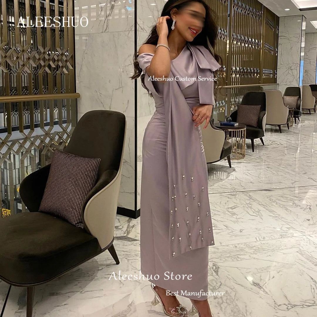 Saudi Arabia Mermaid Evening Dresses with Slit One Shoulder Tight Long Formal Party Dress Prom Gown Customizedفساتين السهرة