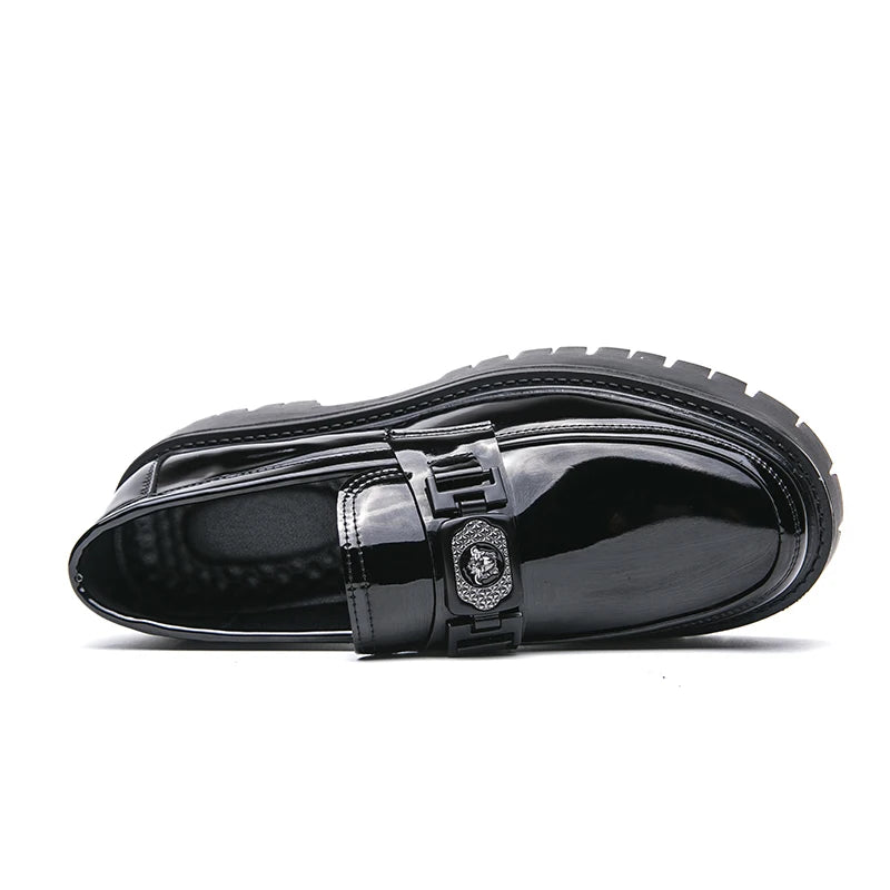 Dress Shoes Men Black PU Thick Sole Wear-resistant Casual Business Loafers European Social Shoes Size 38-45 Men Shoes