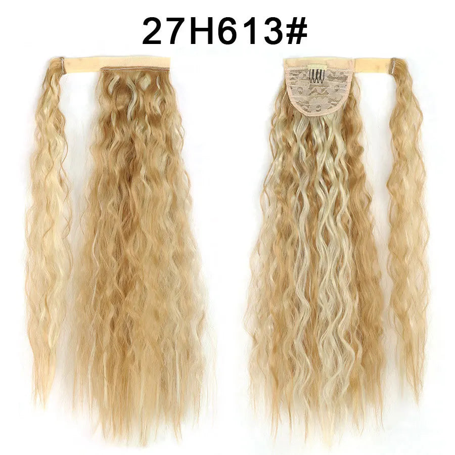 Tereshar Synthetic Corn Wave Ponytail Extension Clip in Long Wavy Curly Wrap Around Pony Tail Heat Resistant Hairpiece for Women