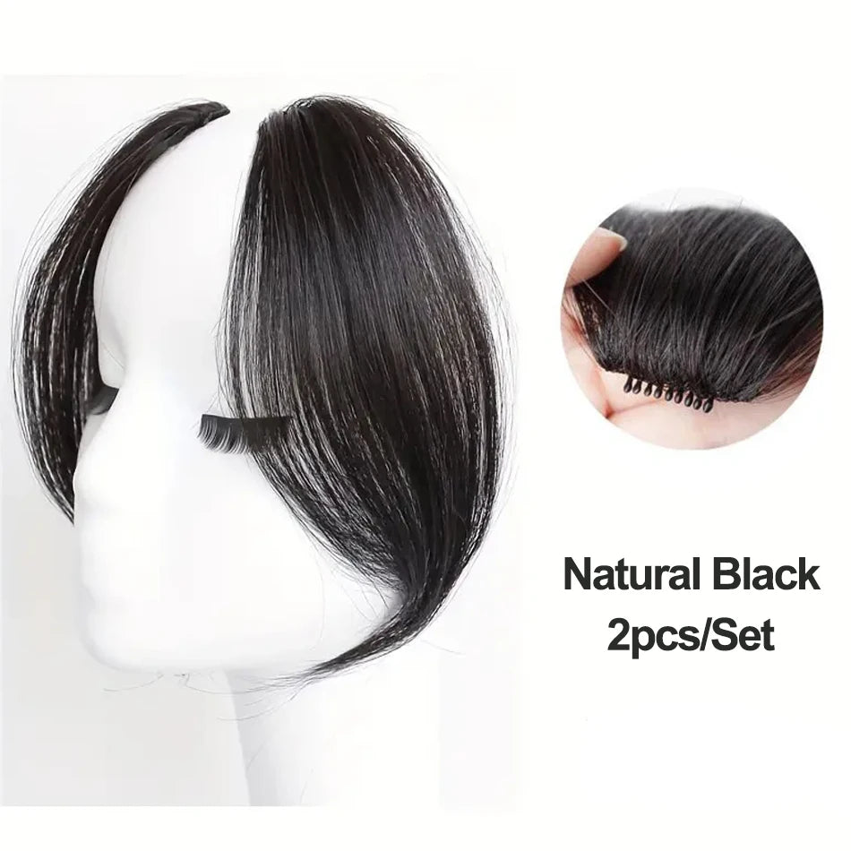 2pcs Side Bangs Synthetic Hair Extension Easy Clip In Gradient Bangs Natural Seamless Synthetic Fringe Hairpiece For Women Girls