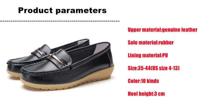 WOIZGIC Women's Mother Ladies Woman Female Genuine Leather Shoes Flats Loafers Platform Bling Slip On Moccasins Plus Size 43 44