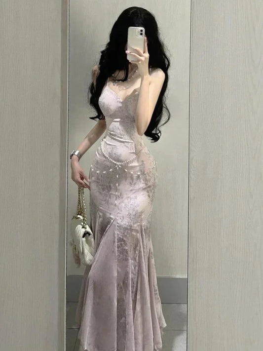 2000s Vintage Y2k Dress Women Bodycon Sexy Y2k Evening Party Dress Sweet Slim Elegant Office Lady One Piece Dress Korean Chic