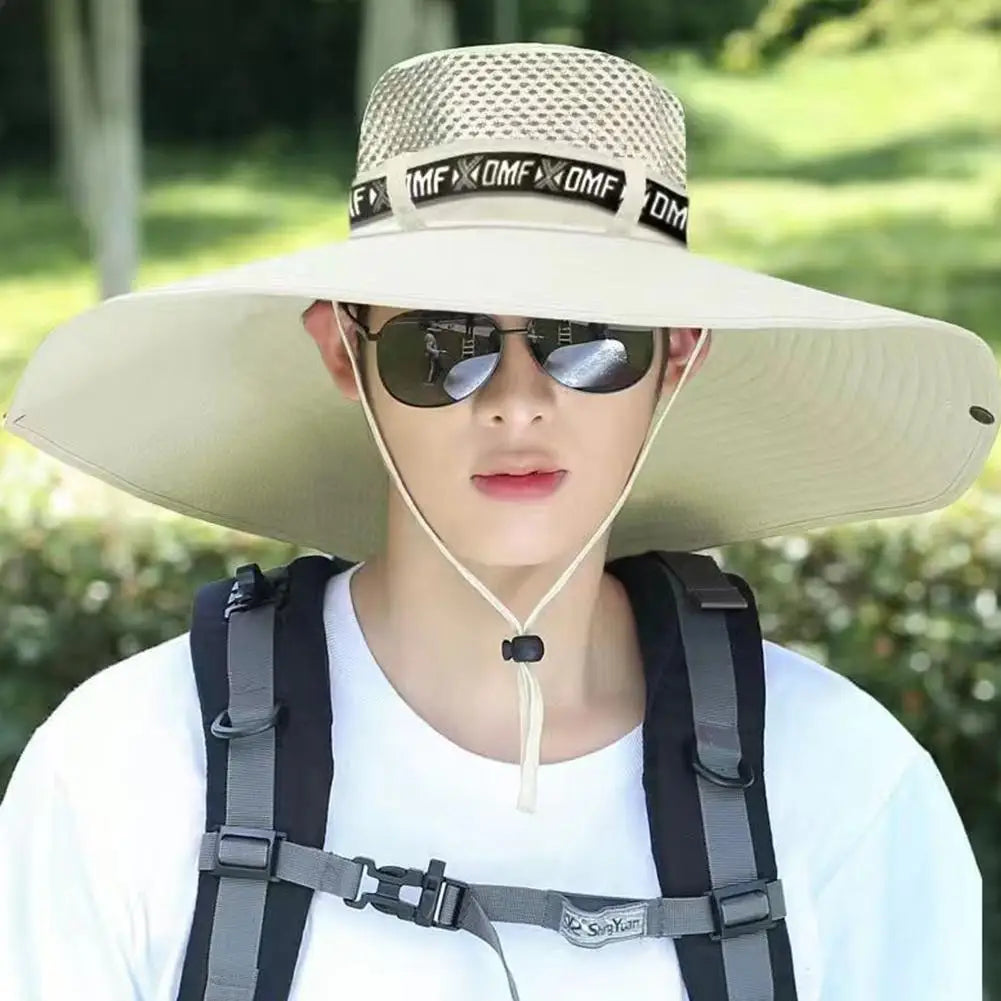 Summer Large Sun Hat Men Women Breathable Fishing Caps Sun UV Protection Mesh Fisherman Hat Hiking Outdoor Beach Cap