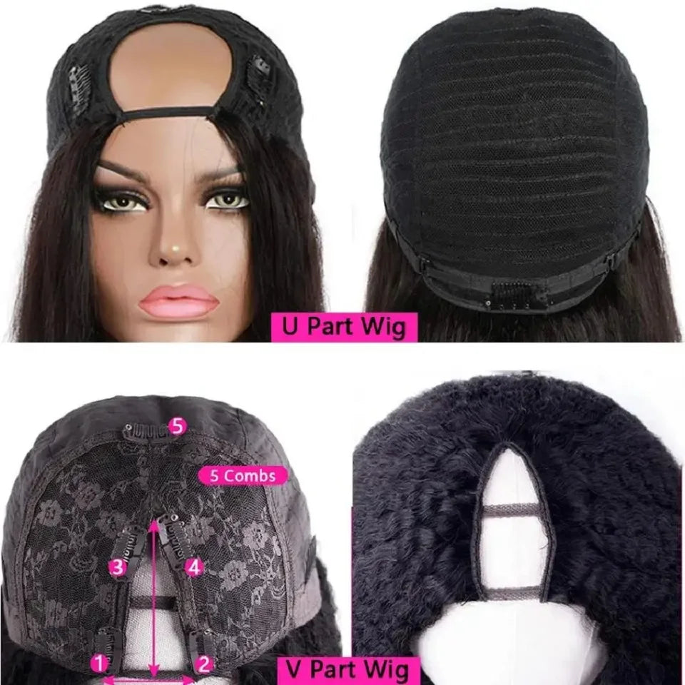 U V Part Wig Human Hair 100% Remy Raw Human Hair 32 34 Inch 250% No Glue  Brazilian Loose Wavy V Part Human Hair Wigs for Women