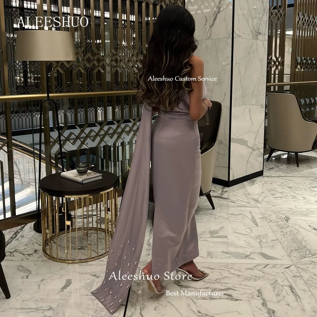 Saudi Arabia Mermaid Evening Dresses with Slit One Shoulder Tight Long Formal Party Dress Prom Gown Customizedفساتين السهرة