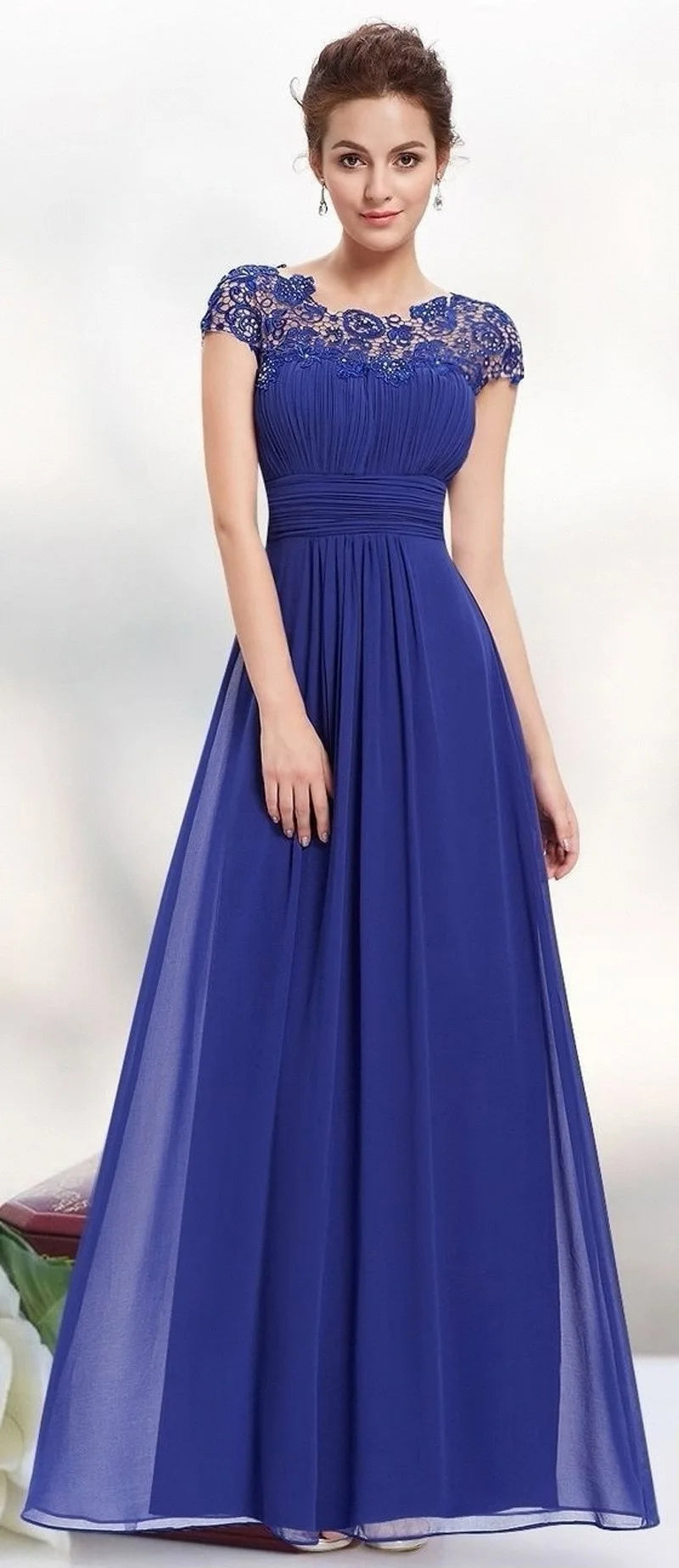 Wedding Dress Women Round Neck Short Sleeve High Waist Evening Long Dresses Lace Floral Gown Party Elegant Vestidos 2025