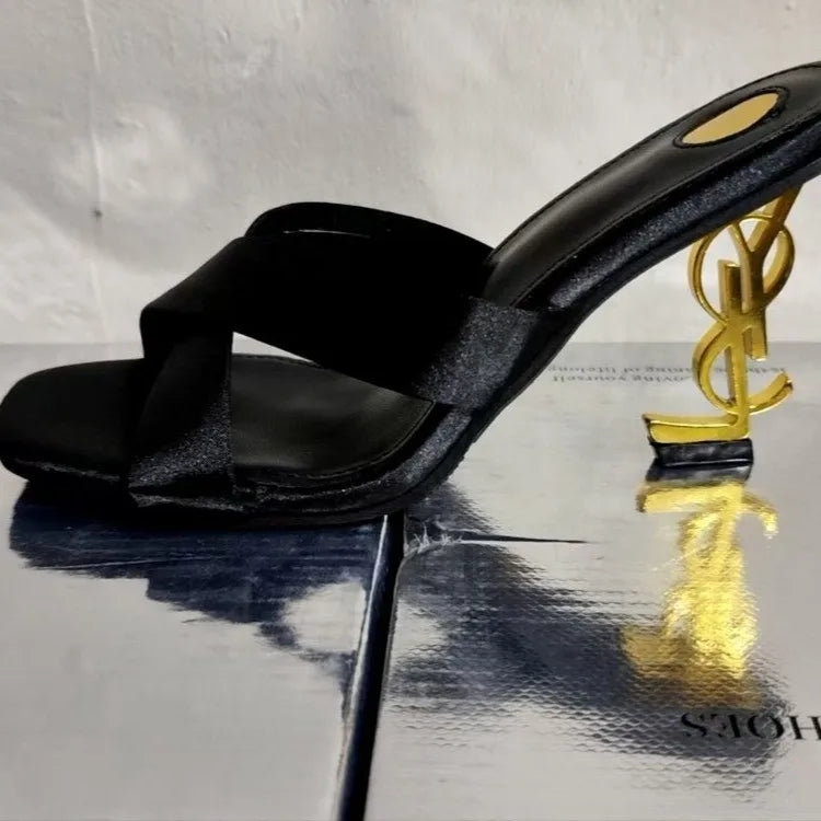 2025 Ladies Summer New Luxury Brand Designer Sexy Pointed Heightening High Heels Elegant Slip-On Party Dress Ladies Sandals