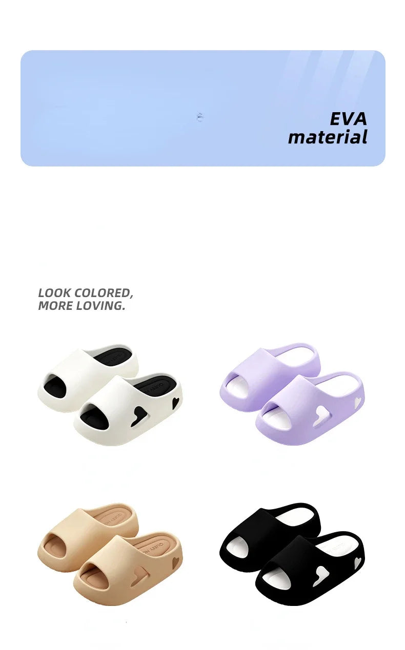 House Slipper Flip Flop Women Love Heart Platform Cloud Outdoor Indoor Summer Soft Sandal Slides Ladies Home Hotel Shoe Flat EVA