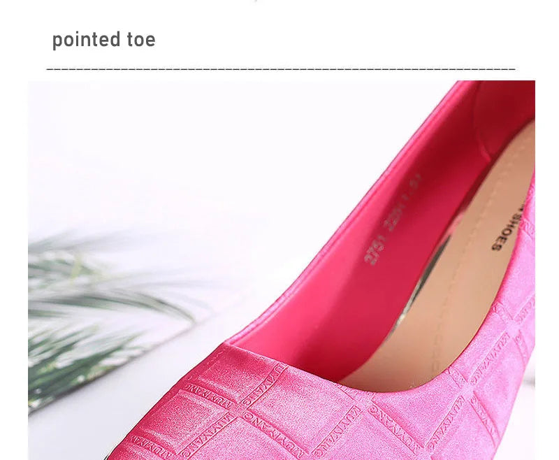 2022 New Woman Pink Pumps Luxury Designer Metal Pointed Stiletto Shallow Mouth Single Shoes High Heels Women Green Party Shoes