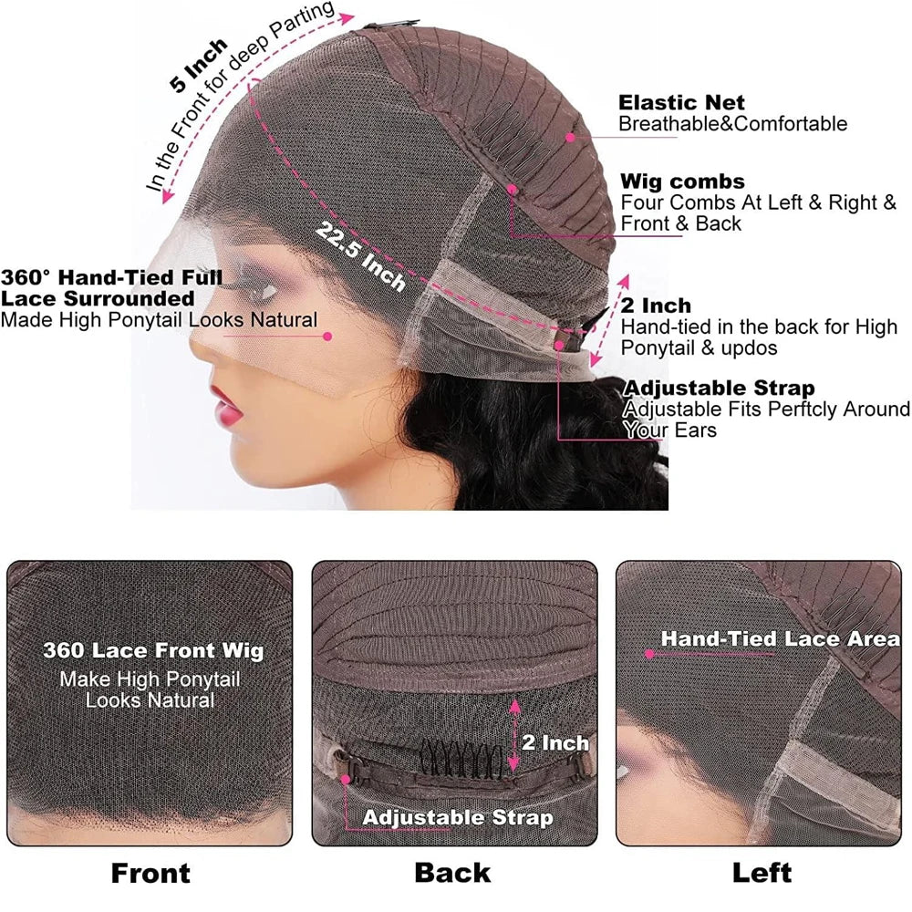 250 Density 360 Full Hd Lace Front Human Hair Wig Pre Plucked 30 Inch Glueless Wig 13X6 Deep Curly Wave Frontal Wig Human Hair