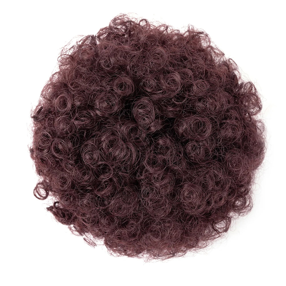 Afro Puff Drawstring Ponytail Extension for Black Women, Black Short Synthetic Afro Puff Ponytail for Natural Hair, Clip On Kink