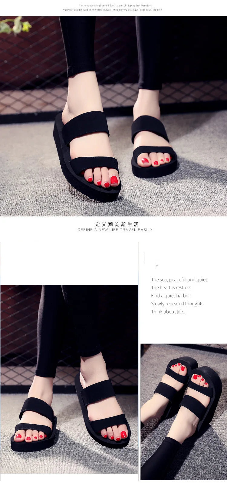 9cm Heel Platform Slippers Women's Sandals Soft EVA Black color Ladies Fashion Slides Thick Sole Summer Shoes Woman Flip Flops