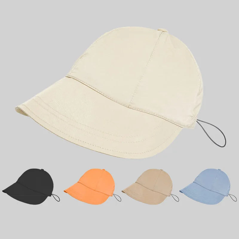 Foldable Sunhat Summer Outdoor Beach Fisherman Hat Sunscreen Protection Cap Adjustable Cotton Wide Brim Bucket Caps for Women