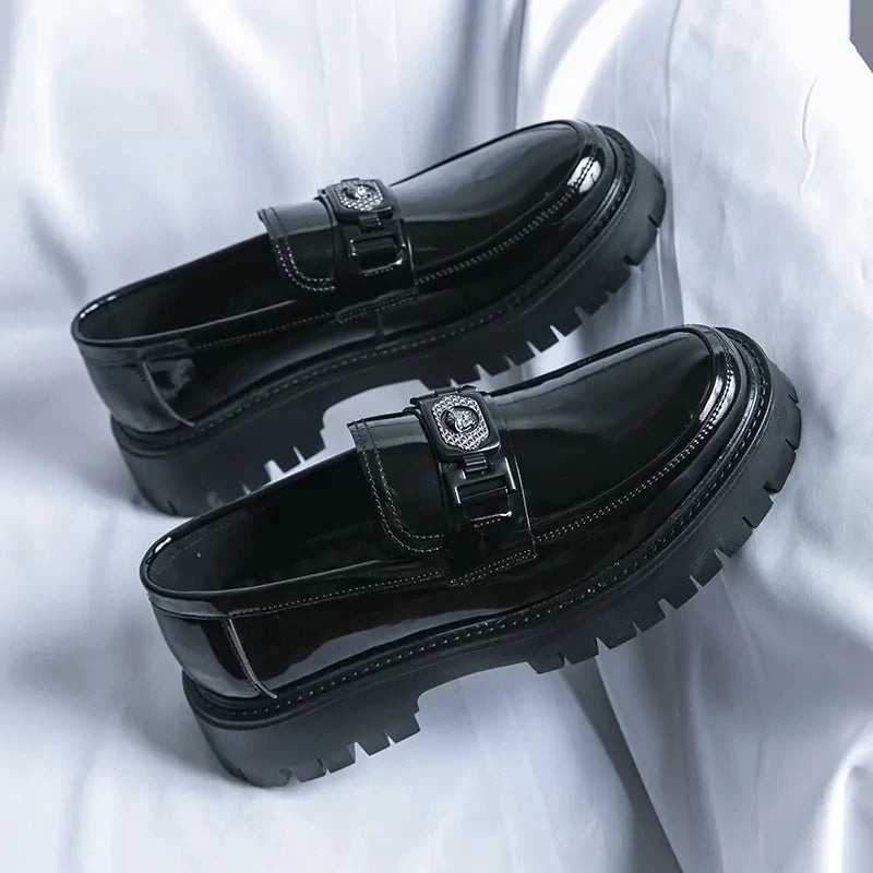 Dress Shoes Men Black PU Thick Sole Wear-resistant Casual Business Loafers European Social Shoes Size 38-45 Men Shoes